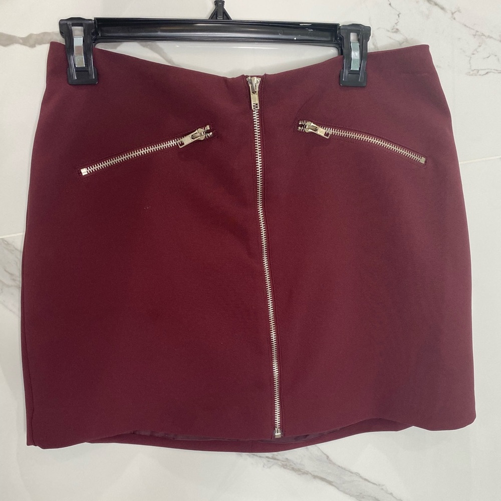 maroon zipper skirt